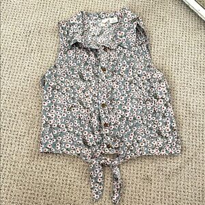 Collared Button Down Crop Top